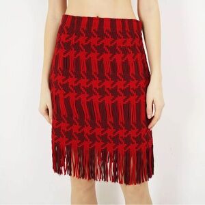 Club Monaco Red Fringe Pencil Skirt